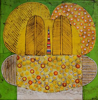 Saatchi Art Artist Gustavo Ortiz; Collage, “yellow muma 4” #art