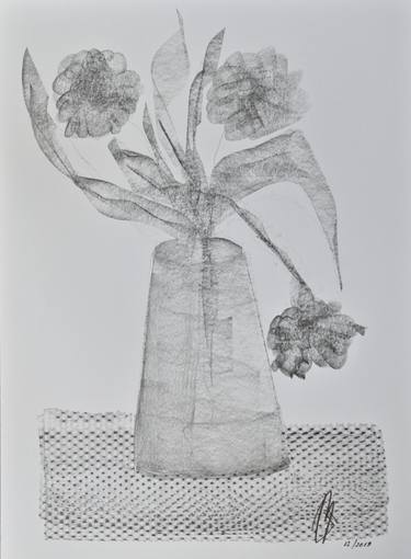 Original Floral Drawing by Tiberiu Banica