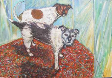 Original Figurative Dogs Paintings by Carol Bwye