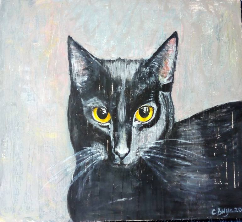 Black Cat Painting by Carol Bwye | Saatchi Art