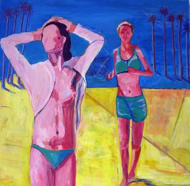 Original Figurative Beach Paintings by Carol Bwye