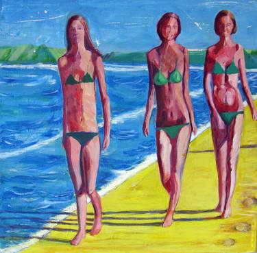 Original Figurative Beach Paintings by Carol Bwye