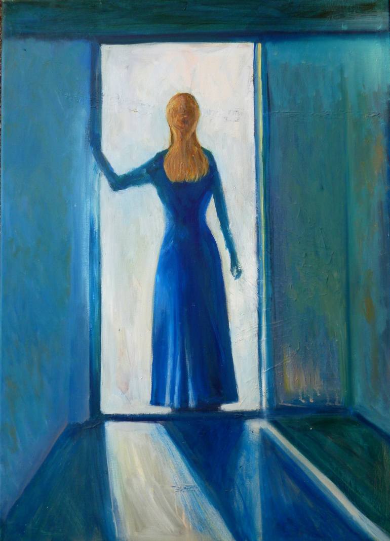 Woman standing in a doorway Painting by Carol Bwye Saatchi Art