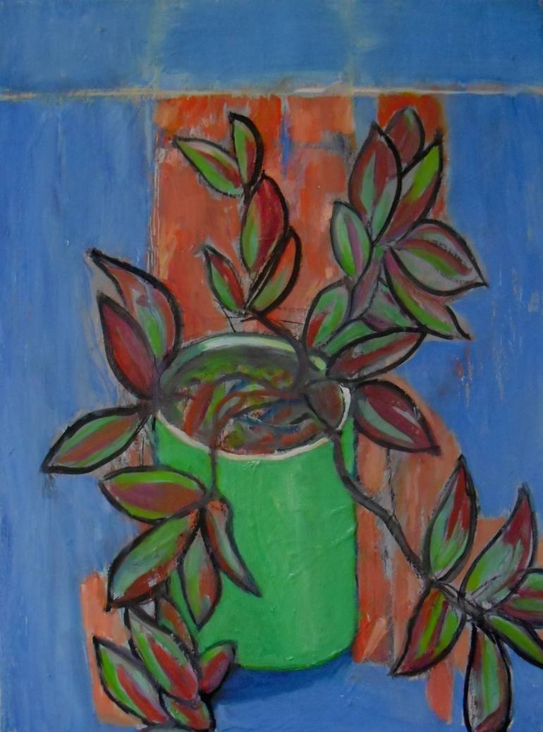 Trailing plant in a green pot Painting by Carol Bwye | Saatchi Art