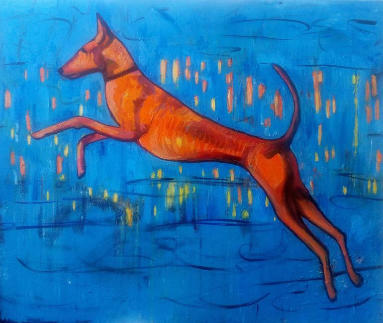 Orange Dog Jumping Painting by Carol Bwye Saatchi Art