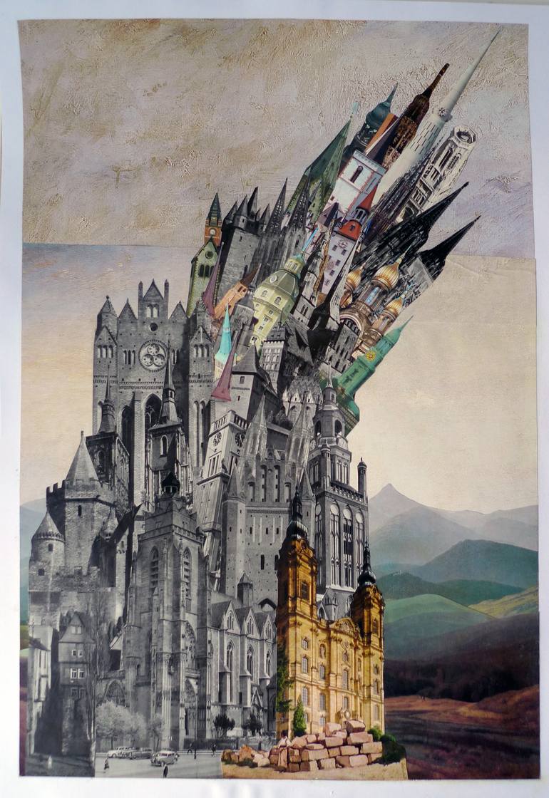 Original Surrealism Architecture Collage by Denis Kollasch