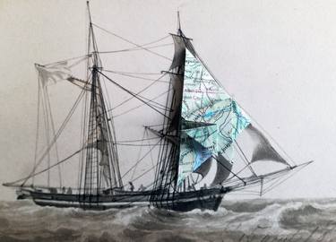 Original Sailboat Collage by Denis Kollasch
