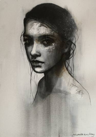 Original Abstract Expressionism Portrait Drawings by Michelle Eva May