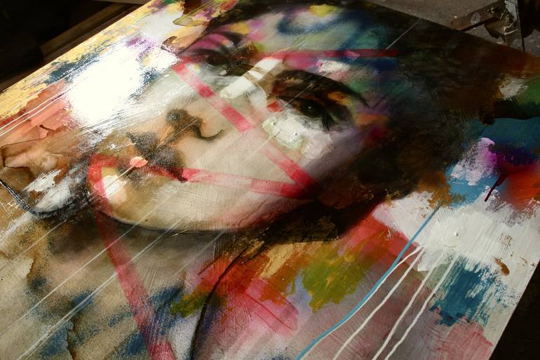 Original Abstract Expressionism Portrait Painting by Michelle Eva May