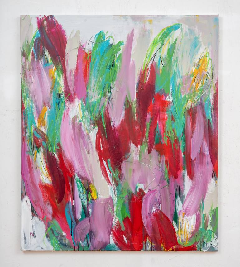 Original Abstract Floral Painting by Monika Herschberger