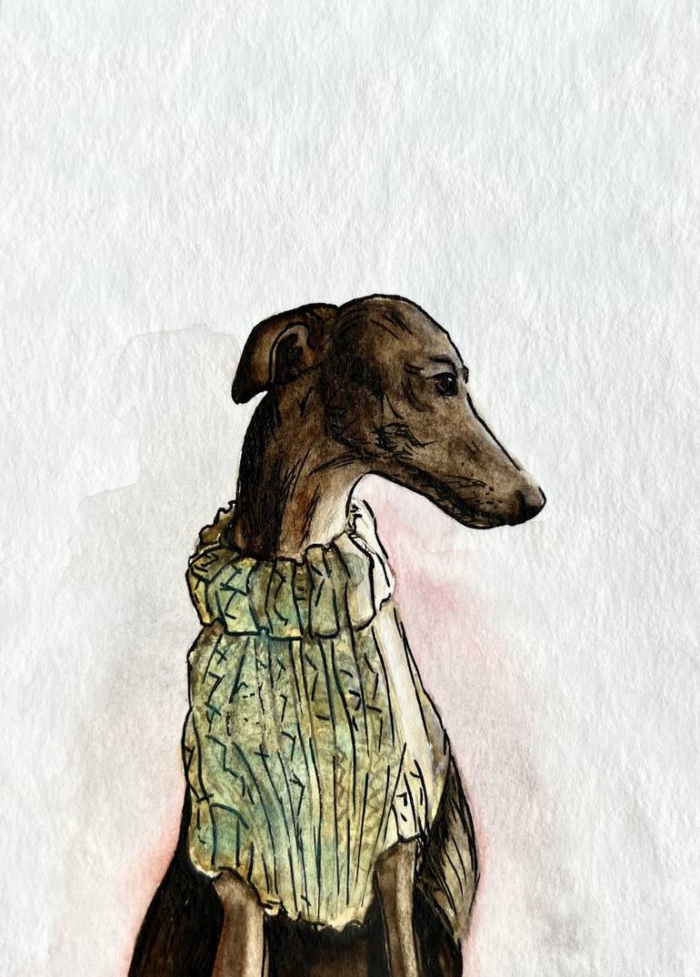 Whippet in sweater - Print