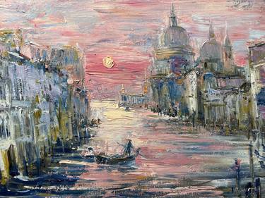 Venice sunrise , oil on canvas painting with frame thumb