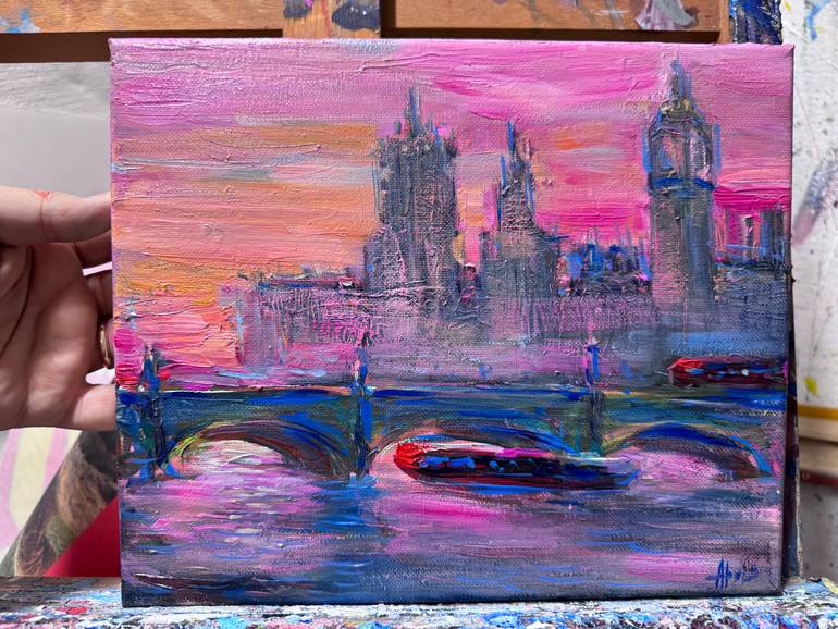 Original Abstract Cities Painting by Altin Furxhi