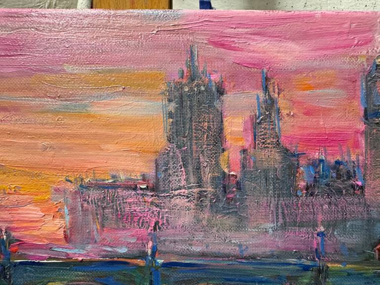 Original Abstract Cities Painting by Altin Furxhi