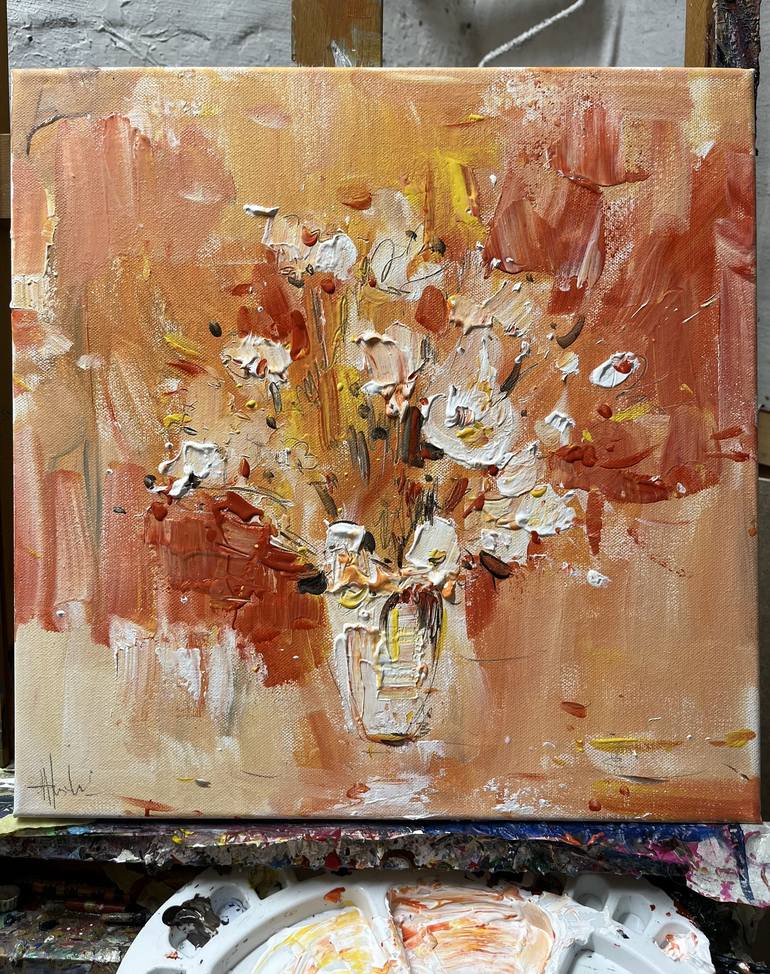 Original Abstract Floral Painting by Altin Furxhi