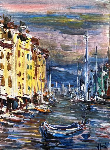 Original Abstract Expressionism Boat Paintings by Altin Furxhi