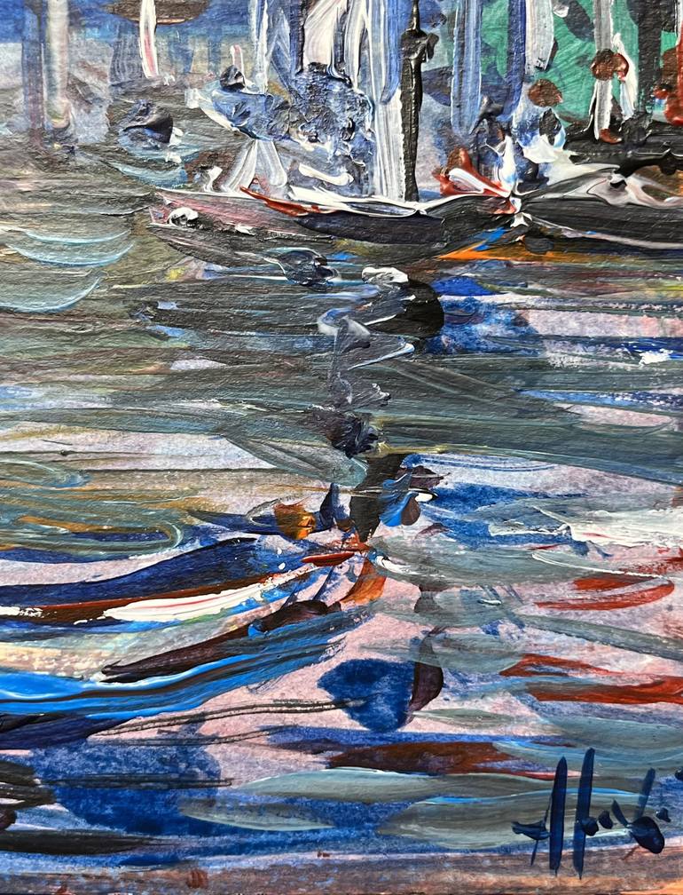 Original Abstract Expressionism Boat Painting by Altin Furxhi