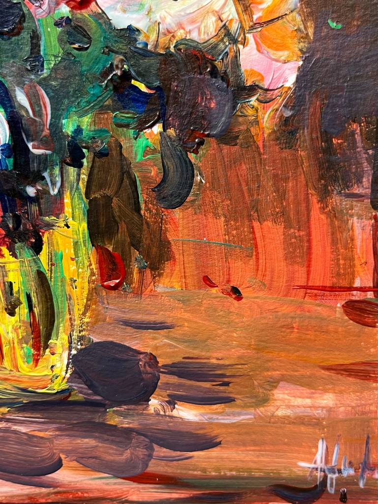 Original Abstract Expressionism Floral Painting by Altin Furxhi