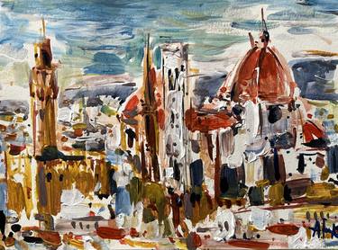 Original Abstract Expressionism Cities Paintings by Altin Furxhi