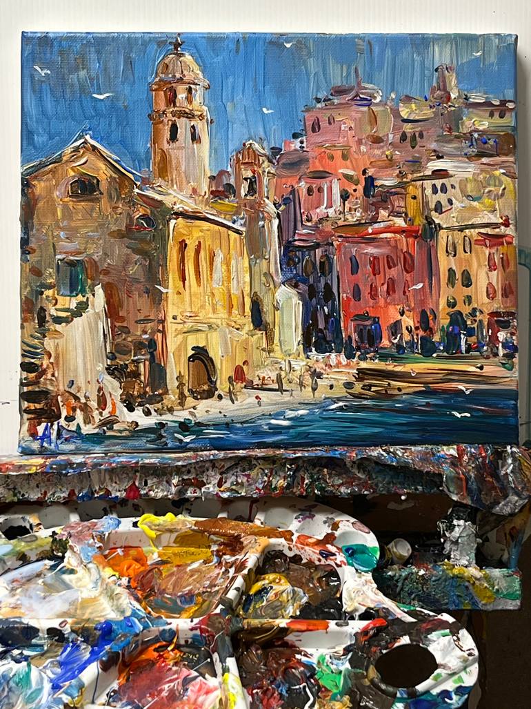 Original Abstract Cities Painting by Altin Furxhi