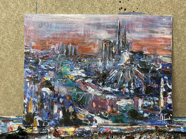 Original Abstract Cities Painting by Altin Furxhi