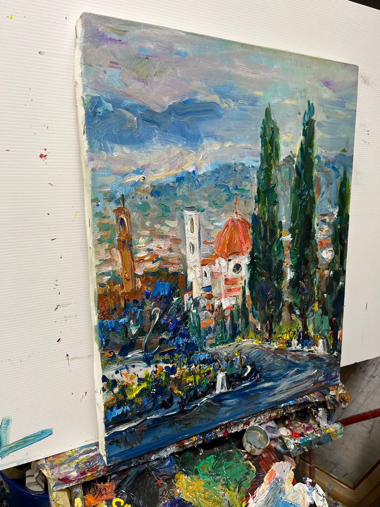 Original Abstract Expressionism Cities Painting by Altin Furxhi