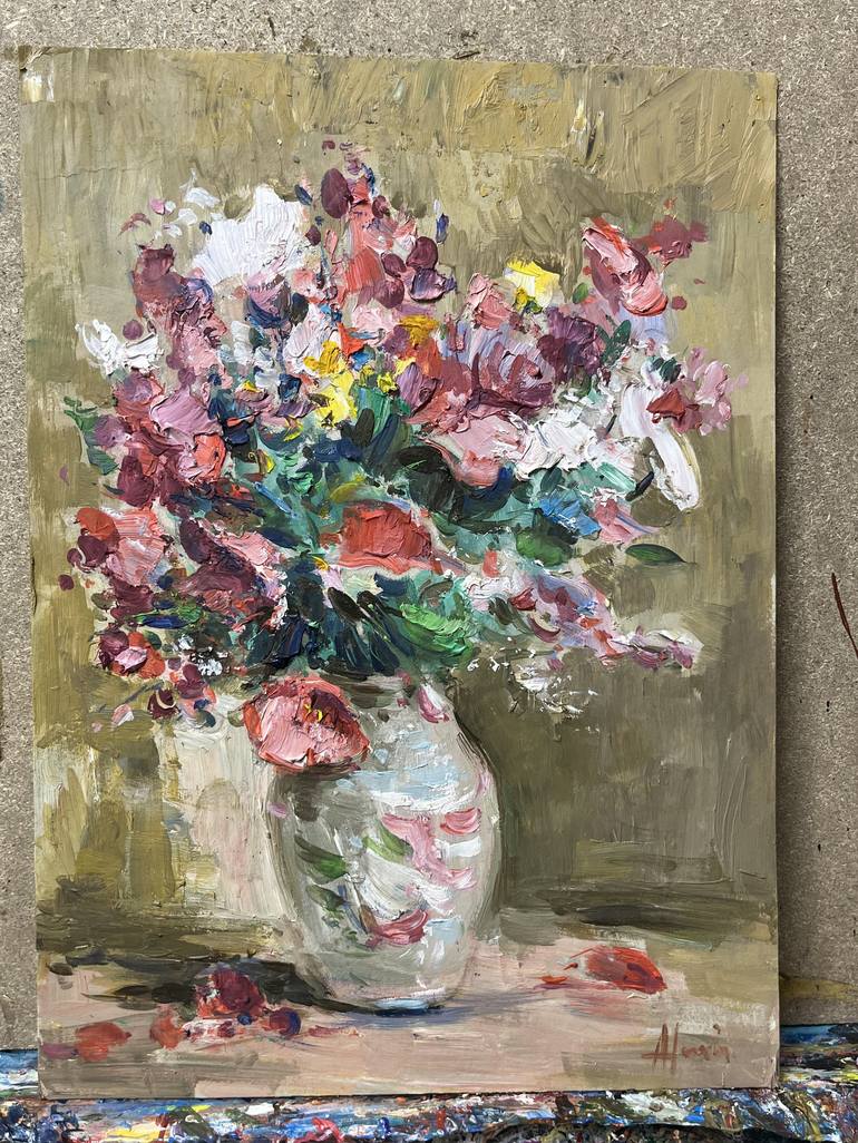 Original Floral Painting by Altin Furxhi