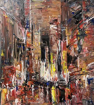CITY LIGHTS 3, ABSTRACT IMPRESSIONIST PAINTING 55X65CM thumb