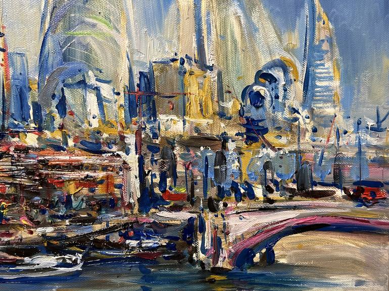 Original Abstract Expressionism Cities Painting by Altin Furxhi