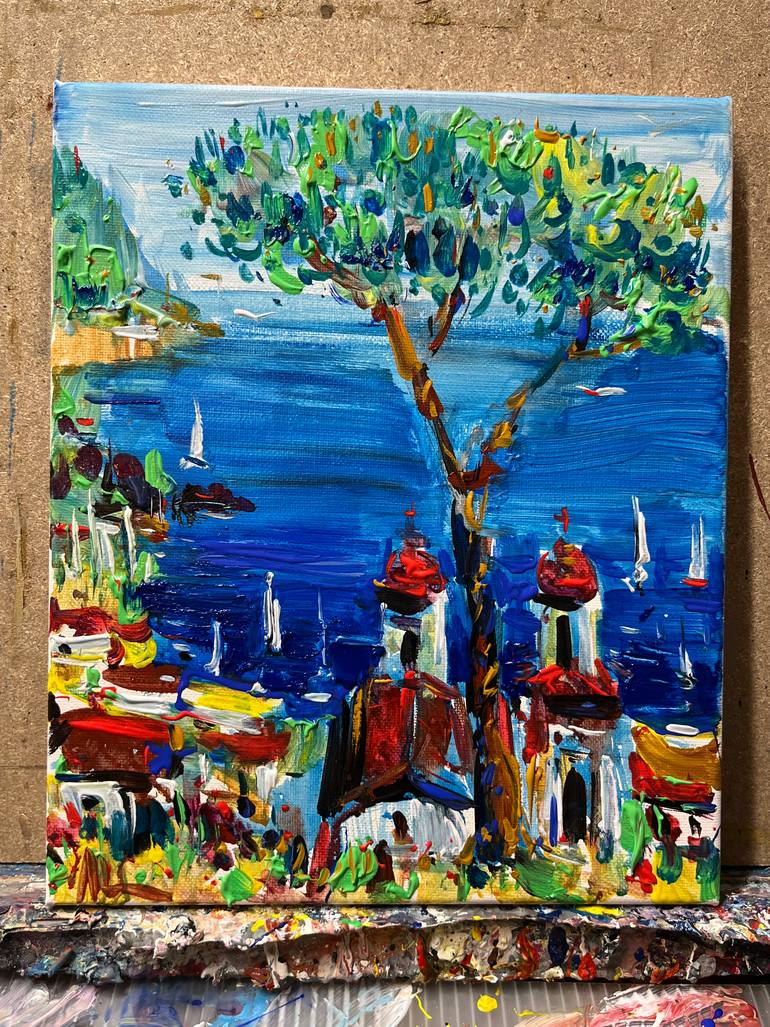 Original Abstract Seascape Painting by Altin Furxhi