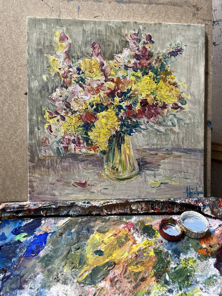 Original Floral Painting by Altin Furxhi