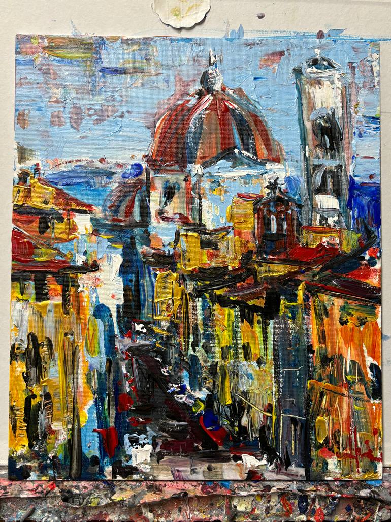 Original Abstract Cities Painting by Altin Furxhi