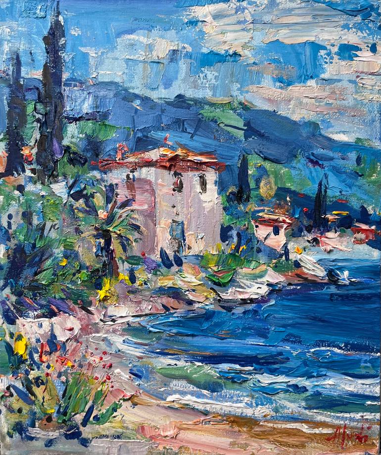 LAGO DI GARDA LAKE, oil painting Painting by Altin Furxhi