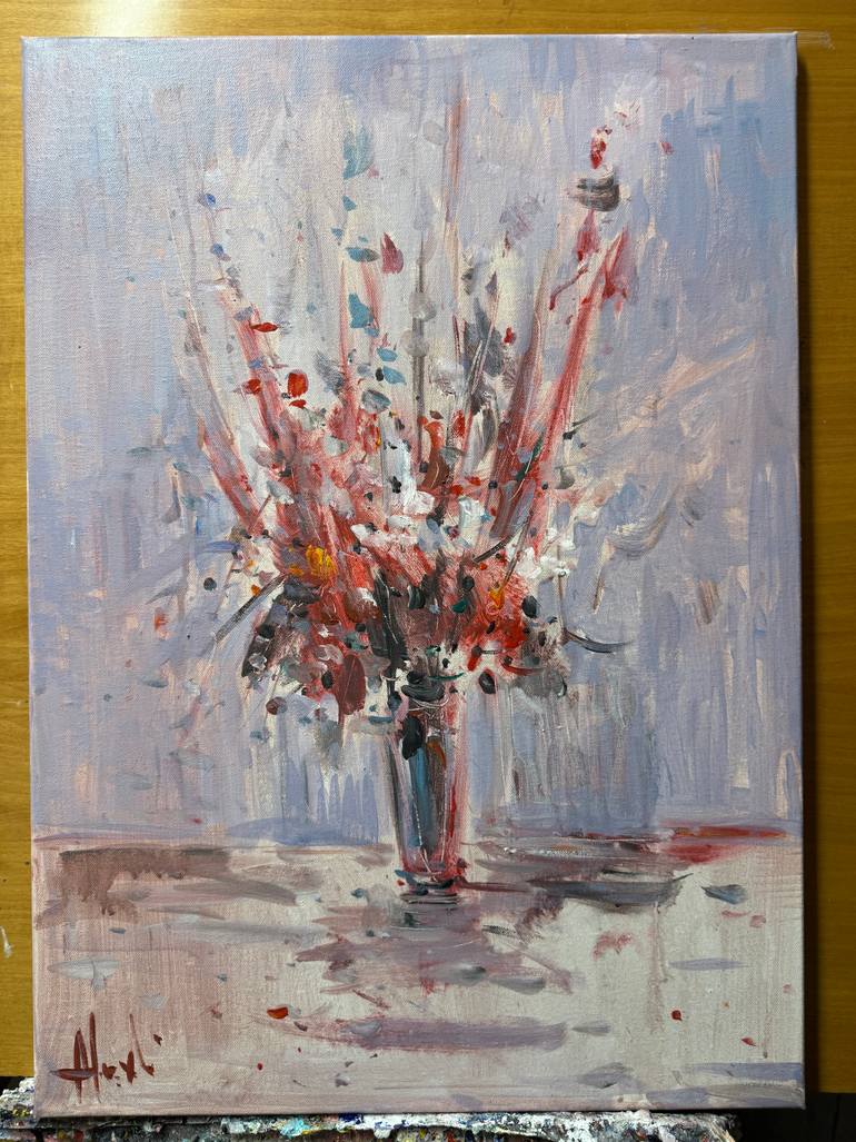 Original Abstract Floral Painting by Altin Furxhi