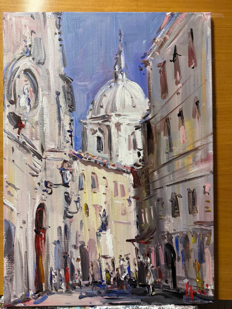 Original Abstract Cities Painting by Altin Furxhi