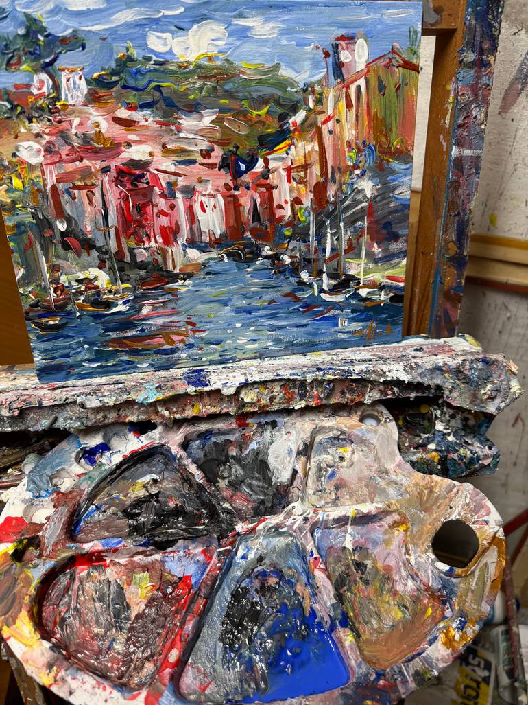 Original Abstract Beach Painting by Altin Furxhi