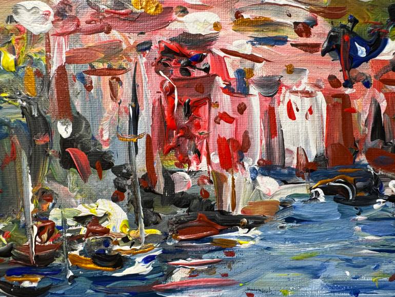 Original Abstract Beach Painting by Altin Furxhi