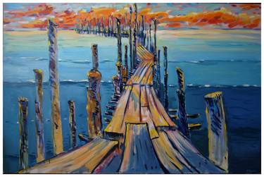 Old pier, oil painting big dimensions 150x100cm thumb