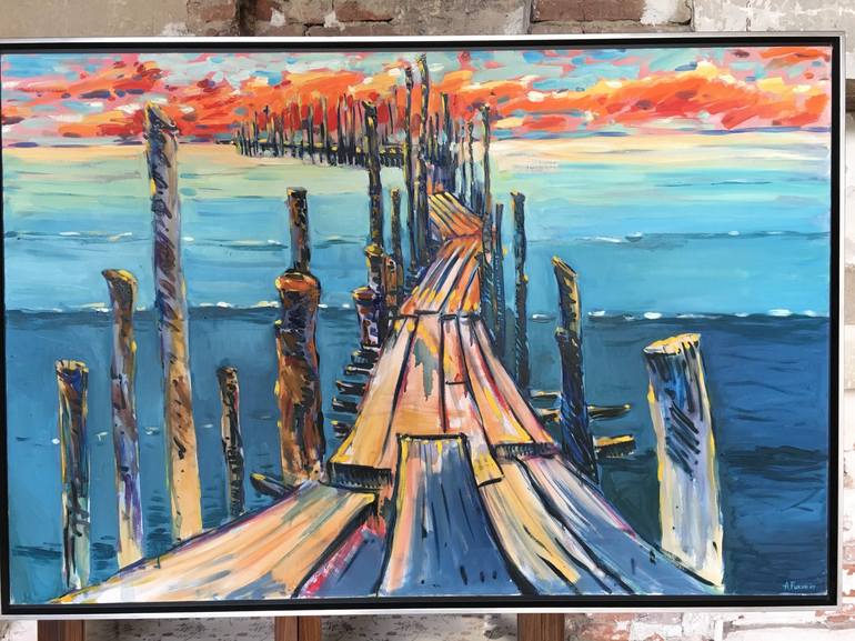 Original Expressionism Seascape Painting by Altin Furxhi