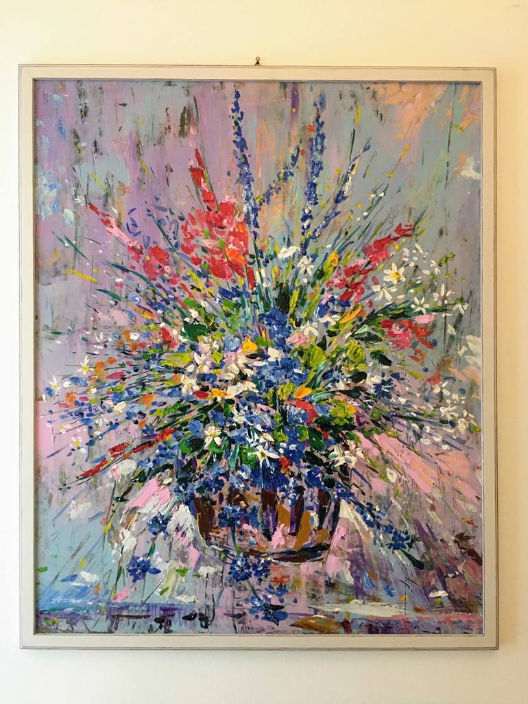 Original Expressionism Floral Painting by Altin Furxhi