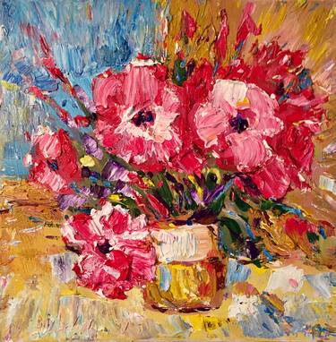 Original Expressionism Floral Paintings by Altin Furxhi
