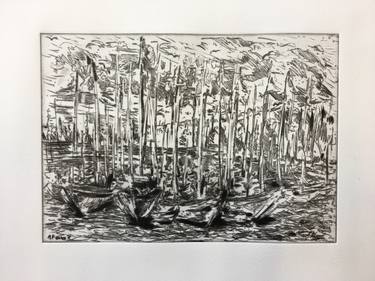 Original Boat Printmaking by Altin Furxhi