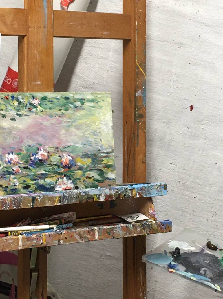 Original Art Deco Floral Painting by Altin Furxhi
