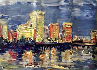 Original Abstract Cities Paintings by Altin Furxhi