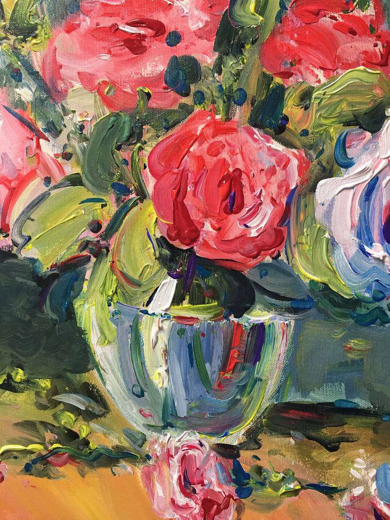 Original Floral Painting by Altin Furxhi