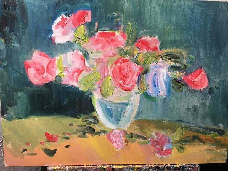 Original Floral Painting by Altin Furxhi