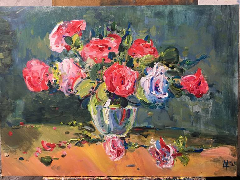 Original Floral Painting by Altin Furxhi