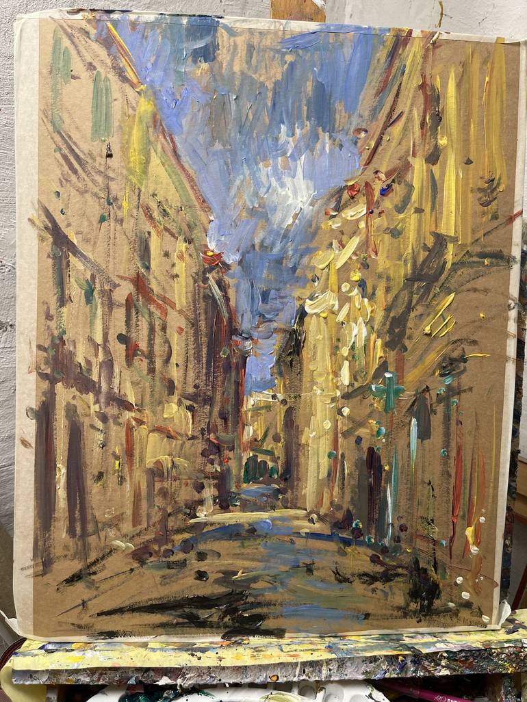 Original Figurative Cities Painting by Altin Furxhi