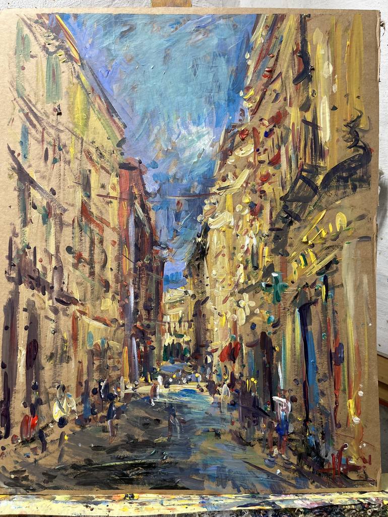 Original Figurative Cities Painting by Altin Furxhi