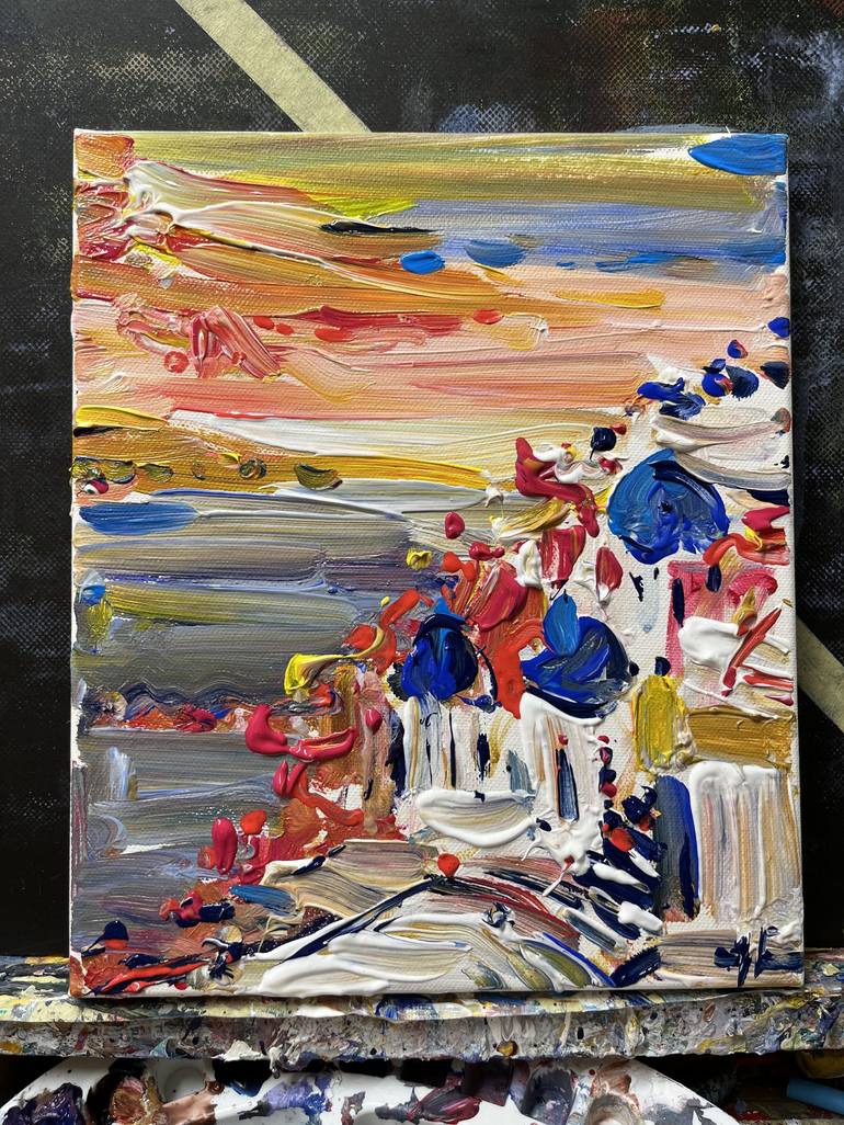 Original Abstract Beach Painting by Altin Furxhi